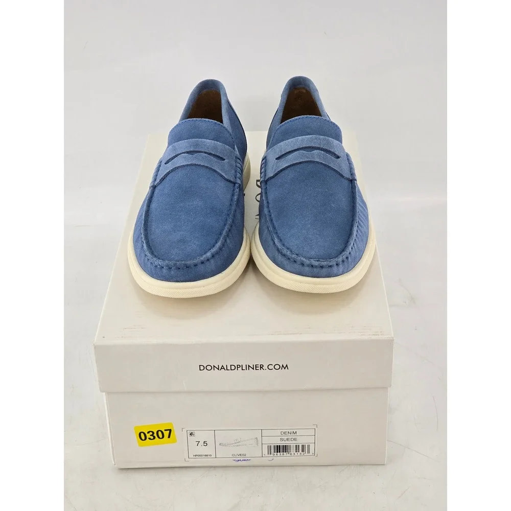 Donald Pliner Clive02 Loafers Mens 7.5 Denim Blue Suede Slip On - Excellent